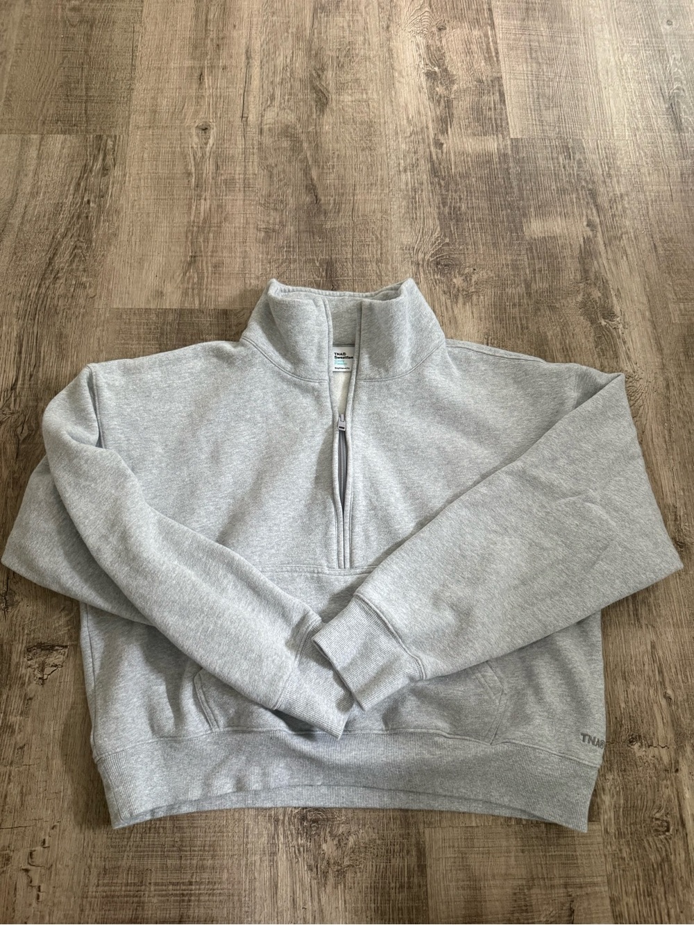 Aritzia TNA Sweatfleece Quarter Zip Grey Boyfriend Fit L